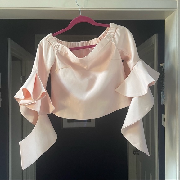 NWT CHICWISH Ethereal Frilling Off-Shoulder Top In Pink - Picture 2 of 9
